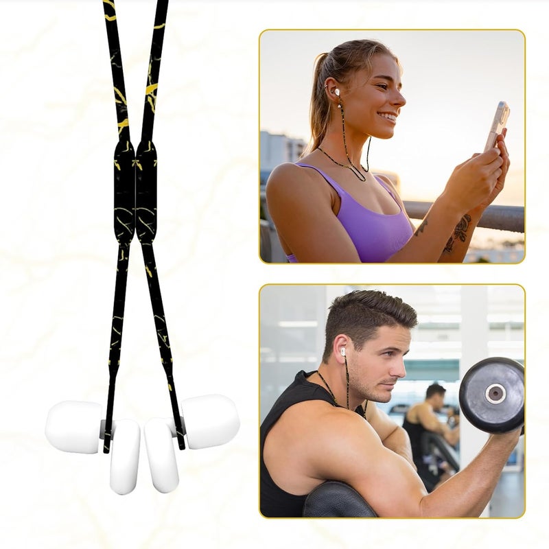 Kasiden Earplug Lanyard with Magnetic Tug-Resistant Safety Cord, Flexible Silicone Lanyard with Most Earplugs with Removable Tips Compatible(Black Gold) - Image 3